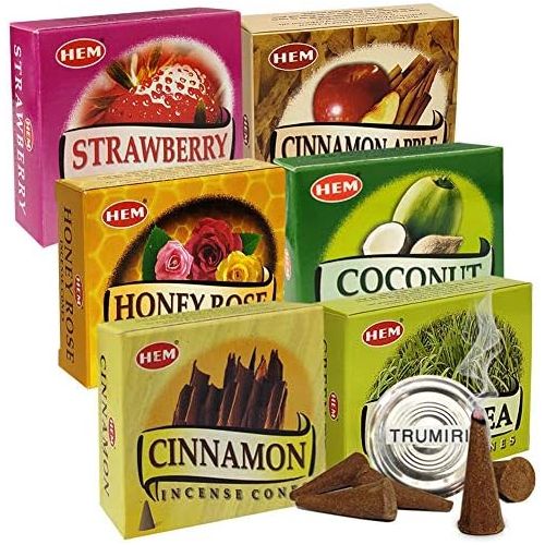  인센스스틱 TRUMIRI Hem Incense Cones Variety Pack #5 And Cone Incense Burner Bundle With 6 Most Sought-After Fragrances