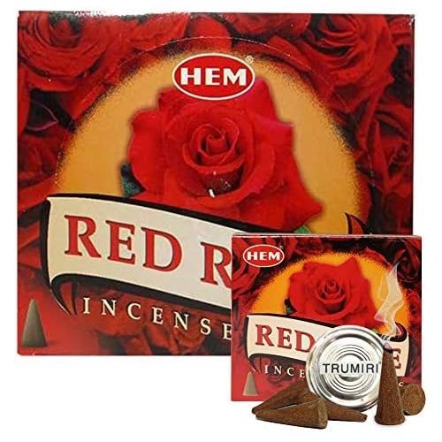  인센스스틱 TRUMIRI Red Rose Incense Cones And Cone Incense Burner Bundle Insence Insense Hem Incense