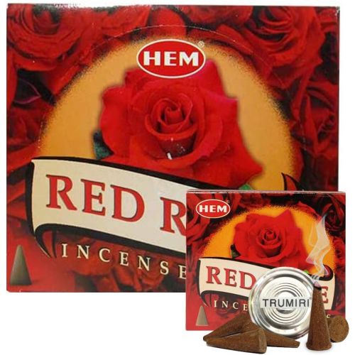  인센스스틱 TRUMIRI Red Rose Incense Cones And Cone Incense Burner Bundle Insence Insense Hem Incense