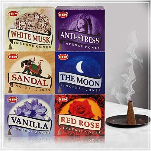  인센스스틱 TRUMIRI Hem Incense Cones Variety Pack #6 And Cone Incense Burner Bundle With 6 Most Admired Fragrances