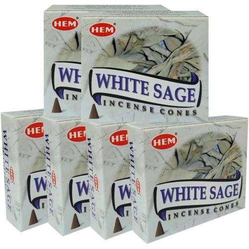  인센스스틱 TRUMIRI Incense Cone Holder Bundle with Hem White Sage Incense Cones - Pack of 6 (Approx 60 Cones)