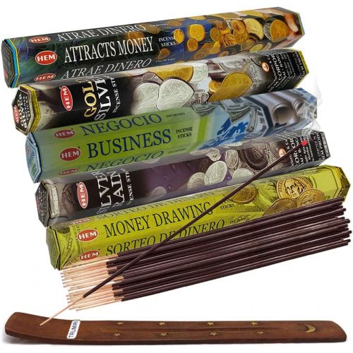  인센스스틱 TRUMIRI Hem Incense Sticks Variety Pack #7 And Incense Stick Holder Bundle With 5 Popular Money And Business Themed Fragrances