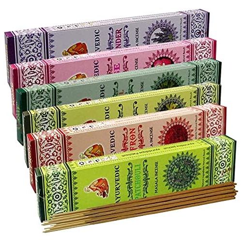  인센스스틱 TRUMIRI Ayurvedic Incense Sticks Variety Pack #3 And Incense Stick Holder Bundle With 6 Natural Fragrances