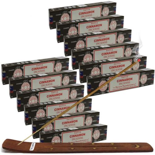  인센스스틱 TRUMIRI Incense Stick Holder Bundle with Satya Cinnamon 15g Incense Sticks - Pack of 12 (Approx 180 Sticks)