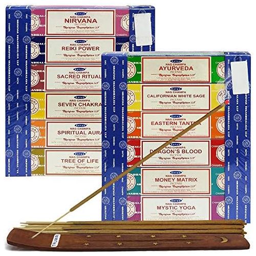  인센스스틱 TRUMIRI Satya Incense Sticks Variety Pack #3 And Incense Stick Holder Bundle With 12 Exclusive Fragrances