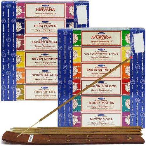  인센스스틱 TRUMIRI Satya Incense Sticks Variety Pack #3 And Incense Stick Holder Bundle With 12 Exclusive Fragrances