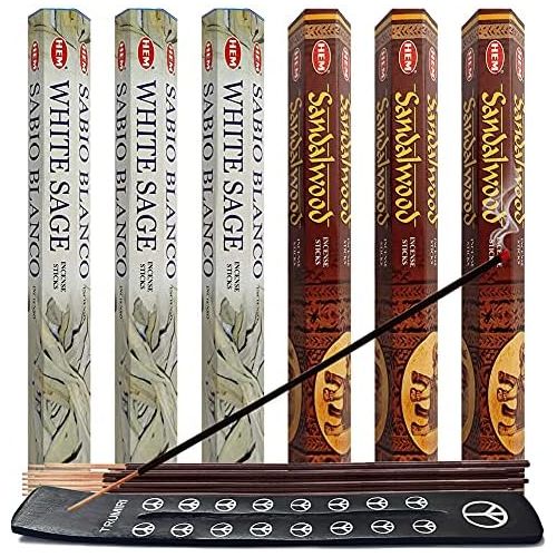  인센스스틱 White Sage & Sandalwood Incense Sticks & Holder Bundle Variety Pack From Hem Trumiri Insense Inscents Insencents Insence