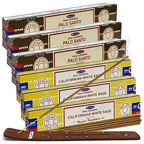  인센스스틱 Palo Santo White Sage Incense Sticks & Holder Bundle Variety Pack From House Of Nag Champa Incense Sticks And Trumiri