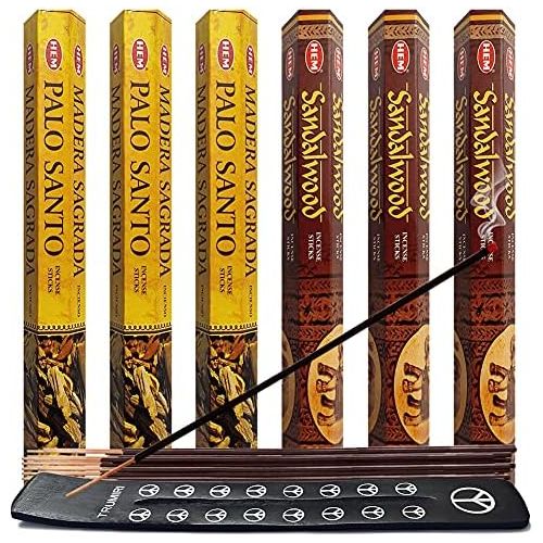  인센스스틱 Palo Santo & Sandalwood Incense Sticks & Holder Bundle Variety Pack From Hem Trumiri Insense Inscents Insencents Insence