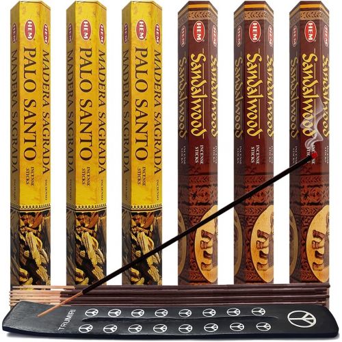  인센스스틱 Palo Santo & Sandalwood Incense Sticks & Holder Bundle Variety Pack From Hem Trumiri Insense Inscents Insencents Insence