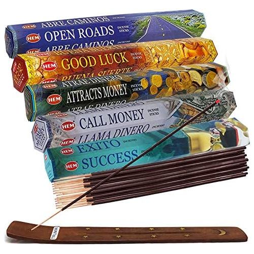  인센스스틱 TRUMIRI Hem Incense Sticks Variety Pack #5 And Incense Stick Holder Bundle With 5 Money And Success Themed Fragrances