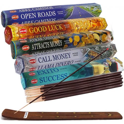  인센스스틱 TRUMIRI Hem Incense Sticks Variety Pack #5 And Incense Stick Holder Bundle With 5 Money And Success Themed Fragrances