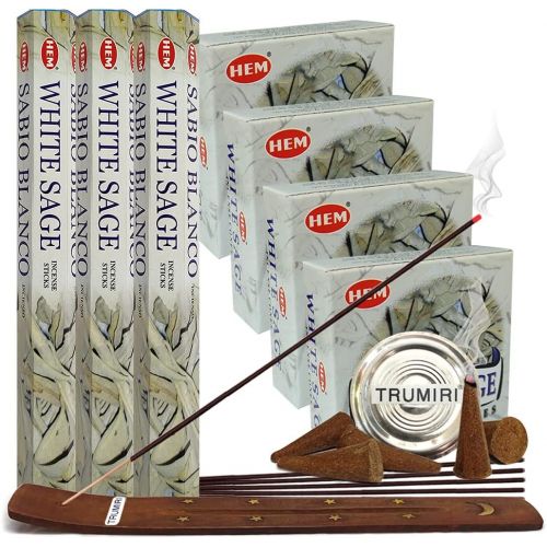  인센스스틱 TRUMIRI White Sage Incense sticks and cone incense holder variety pack bundle insence insense inscents insienso