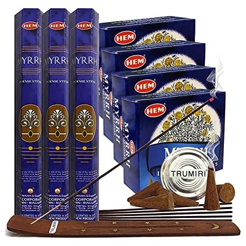  인센스스틱 TRUMIRI Myrrh Incense sticks and cone incense holder variety pack bundle insence insense inscents insienso