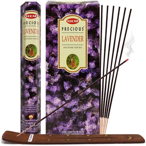  인센스스틱 TRUMIRI Incense Stick Holder Bundle with Hem Precious Lavender 20g Incense Sticks - Pack of 6 (Approx 120 Sticks)