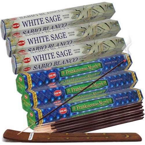  인센스스틱 TRUMIRI White Sage Incense Sticks And Frankincense & Myrrh Incense Sticks With Incense Holder Bundle For Smudging And Home Fragrance