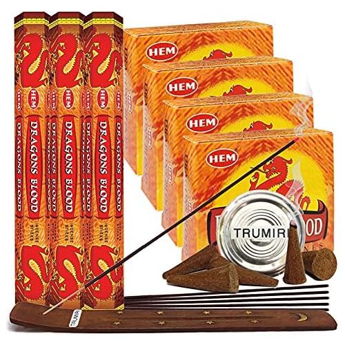  인센스스틱 TRUMIRI Dragons Blood Incense sticks and cone incense holder variety pack bundle insence insense inscents insienso