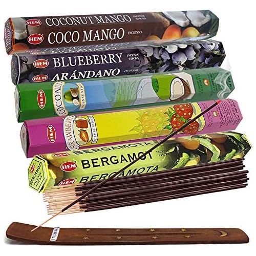  인센스스틱 TRUMIRI Hem Incense Sticks Variety Pack #11 And Incense Stick Holder Bundle With 5 Unique Fruity Fragrances