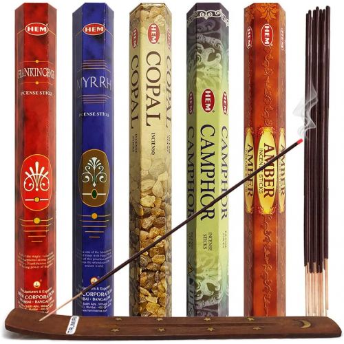  인센스스틱 TRUMIRI Hem Incense Sticks Variety Pack #4 And Incense Stick Holder Bundle With 5 Unique Resin Based Fragrances