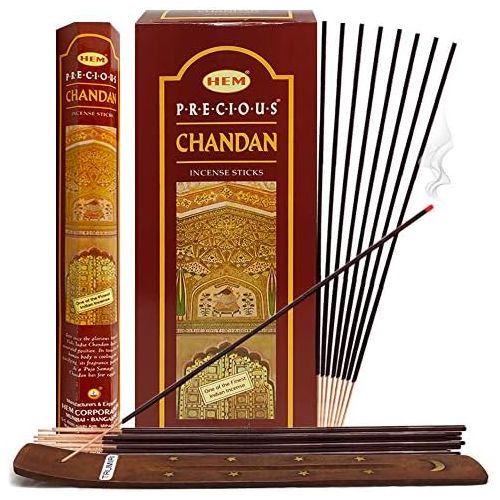  인센스스틱 TRUMIRI Precious Chandan (Indian Sandalwood) Incense Sticks And Incense Stick Holder Bundle Insence Insense Hem Incense Sticks