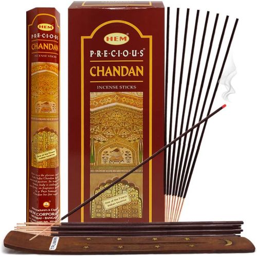  인센스스틱 TRUMIRI Precious Chandan (Indian Sandalwood) Incense Sticks And Incense Stick Holder Bundle Insence Insense Hem Incense Sticks