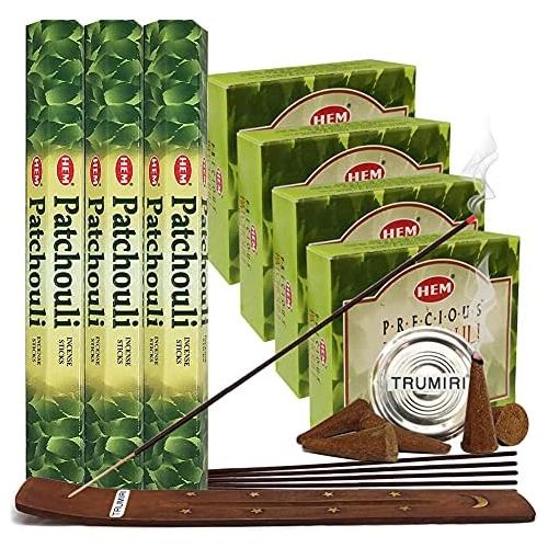  인센스스틱 TRUMIRI Patchouli Incense sticks and cone incense holder variety pack bundle insence insense inscents insienso