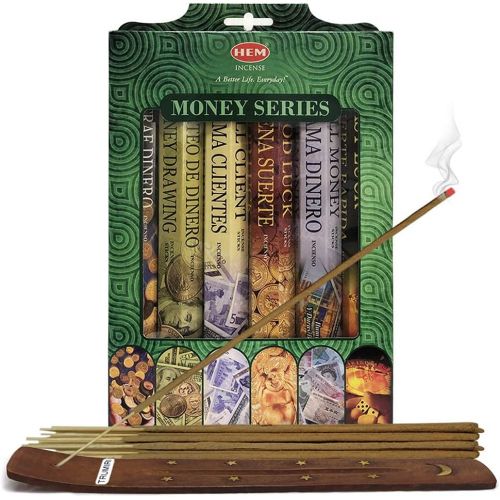  인센스스틱 TRUMIRI Hem Incense Sticks Variety Pack #3 And Incense Stick Holder Bundle With 6 Money Series Fragrances