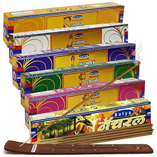  인센스스틱 TRUMIRI Satya Incense Sticks Variety Pack #1 And Incense Stick Holder Bundle With 6 Natural Series Fragrances