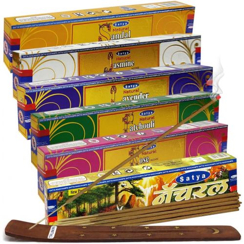  인센스스틱 TRUMIRI Satya Incense Sticks Variety Pack #1 And Incense Stick Holder Bundle With 6 Natural Series Fragrances