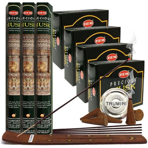  인센스스틱 TRUMIRI Musk Incense sticks and cone incense holder variety pack bundle insence insense inscents insienso