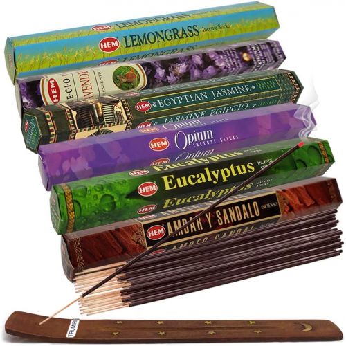  인센스스틱 TRUMIRI Hem Incense Sticks Variety Pack #28 and Incense Stick Holder Bundle with 6 Outstanding Fragrances