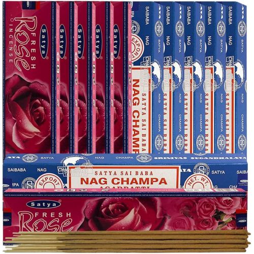  인센스스틱 TRUMIRI Nag Champa Incense Sticks And Fresh Rose Incense Sticks With Incense Holder Bundle For Home Fragrance And Spiritual Decor