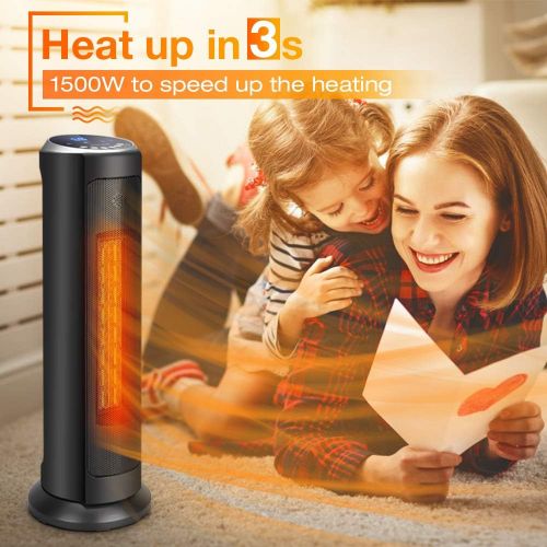  [아마존핫딜][아마존 핫딜] TRUSTECH Space Heater - 1500W Electric Ceramic Heater, 3S Quick Heat Up, Remote Control, 8H Timer, Oscillating,Overheat & Tip-Over Protection, Portable Heater Fan for for Office Bedroom Hom