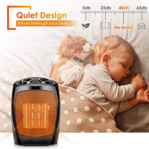  [아마존 핫딜] TRUSTECH Space Heater, 1500W Portable Heater, Up to 200sq, 3 Modes Adjustable, Tip-Over and Overheat Protection, Adjustable Thermostat, Fast Heat in 3s, PTC Heating Space heaters f