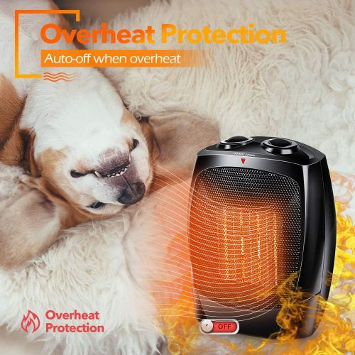  [아마존 핫딜] TRUSTECH Space Heater, 1500W Portable Heater, Up to 200sq, 3 Modes Adjustable, Tip-Over and Overheat Protection, Adjustable Thermostat, Fast Heat in 3s, PTC Heating Space heaters f