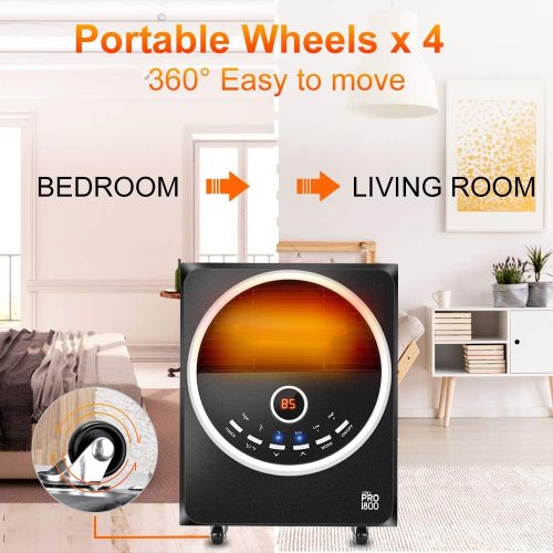  [아마존 핫딜] TRUSTECH Space Heater -1500W Portable Heater with 4 wheels, 3 Heating Modes, Tip-Over and Overheat Protection, Quiet, Timer, Adjustable Thermostat, Remote Control Electric Heater for Warmin