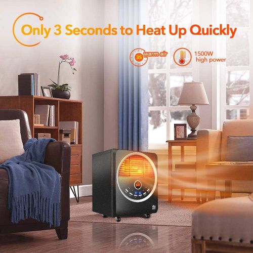  [아마존 핫딜] TRUSTECH Space Heater -1500W Portable Heater with 4 wheels, 3 Heating Modes, Tip-Over and Overheat Protection, Quiet, Timer, Adjustable Thermostat, Remote Control Electric Heater for Warmin