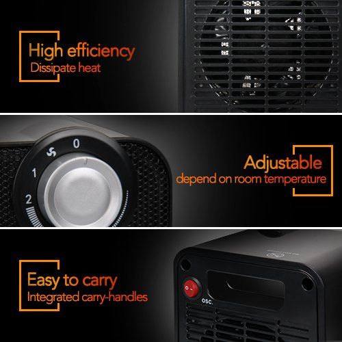  TRUSTECH Portable Ceramic Space Heater, 1500W Fast Heating with Oscillating Function, Overheating & Tip-Over Protection, for Desk Office Home Small Rooms