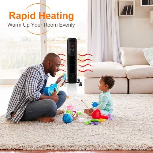  TRUSTECH Heater, Oil-Filled Radiator with Remote Control, Digital Display, Overheat & Tip-Over Protection, 600W900W1500W Constant Heating Comfortable Companion in Cold Weather, B