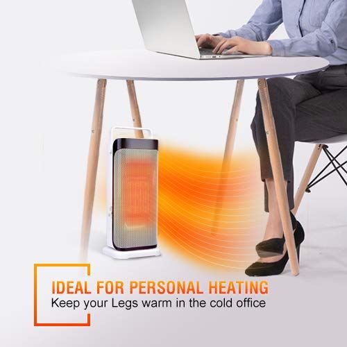  TRUSTECH Ceramic Space Heater - Tower Heater for Office Heat Up Fast Small Portable Personal Heater Fan Under The Desk with Adjustable Thermostat Oscillating Heater Instant Warm fo