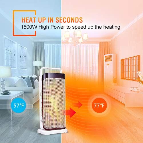  TRUSTECH Ceramic Space Heater - Tower Heater for Office Heat Up Fast Small Portable Personal Heater Fan Under The Desk with Adjustable Thermostat Oscillating Heater Instant Warm fo