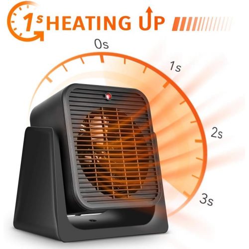  TRUSTECH 2 in1 Portable Space Heater - Quiet Combo Ceramic Electric Personal Fan, Fast Heating, Overheat & Tip-over Protection Air Circulating for Office Desk Bedroom Home Indoor Use