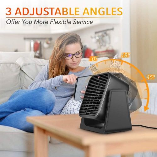  TRUSTECH 2 in1 Portable Space Heater - Quiet Combo Ceramic Electric Personal Fan, Fast Heating, Overheat & Tip-over Protection Air Circulating for Office Desk Bedroom Home Indoor Use