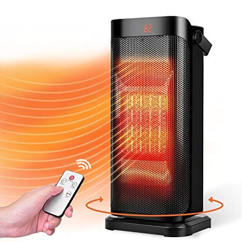  Trustech Space Heater - Portable Electric Heater with Remote Ocillating Ceramic Heater with Thermostat 12h Timer 3 Mode Safe Tip-Over & Overheat, Efficient Fan Heater for Indoor Us