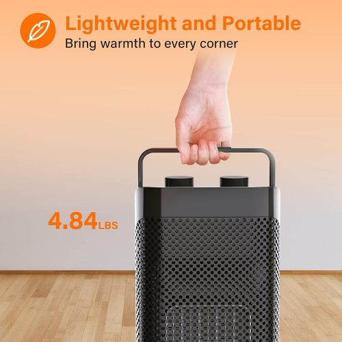  TRUSTECH Ceramic Space Heater for office - Portable Electric Space Heater Fan W/ Tip-Over Overheat Protection 750W/1500W Adjustable Thermostat 120° Oscillating for Small Room Home Indoor Be