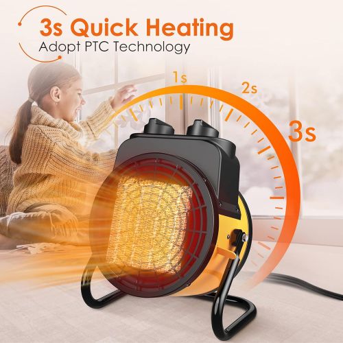  TRUSTECH Space Heater, Portable Heater Fan, 1500W Electric Heater with 3 Modes, 3s Fast Heat, Thermostat with Overheat Protection, Electric Heaters for Home, Heaters for Indoor Use, 2 in 1