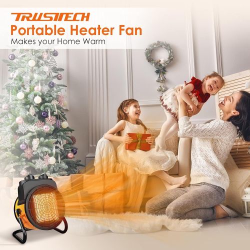  TRUSTECH Space Heater, Portable Heater Fan, 1500W Electric Heater with 3 Modes, 3s Fast Heat, Thermostat with Overheat Protection, Electric Heaters for Home, Heaters for Indoor Use, 2 in 1