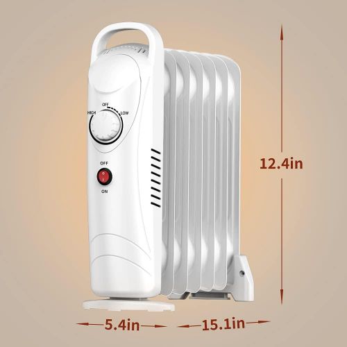  TRUSTECH Oil Filled Radiator Heater, 700W Electric Space Heater with Thermostat, Overheat Protection, Portable Oil Heater for Indoor Use, Quiet Indoor Portable Heater for Home and Office