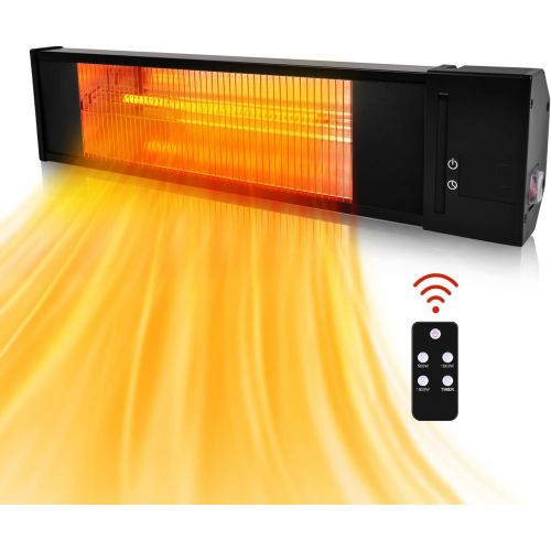  Outdoor Patio Heater, TRUSTECH 1500W Infrared Heater, Indoor/Outdoor Heater w/1s-Fast Heat & Remote Control, 24H Timer Overheat Protection, Super Quite Waterproof Wall Heater for P