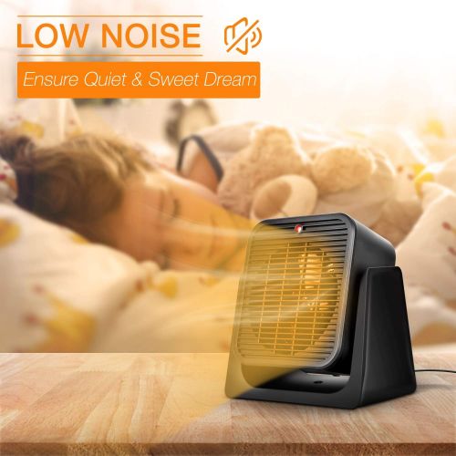  TRUSTECH Space Heater for Small Room ? Portable Personal Quiet Electric Ceramic Combo Heater Fan for All Year Around, Fast Heating, Tip Over & Overheat Protection Air Circulating for Home,